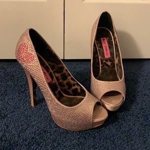 Betsey Johnson peep toe heels w/ platform